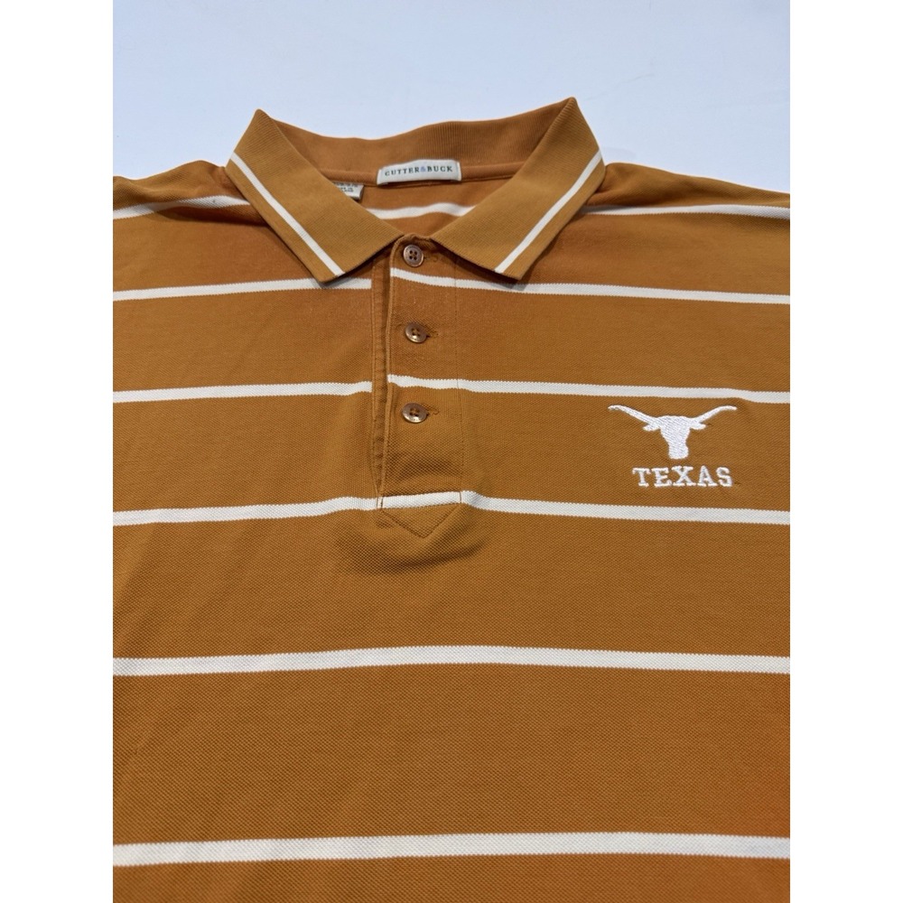 Cutter & Buck Texas Longhorns Polo Shirt Men's 2XB 2TG Big Tall Orange Stripe